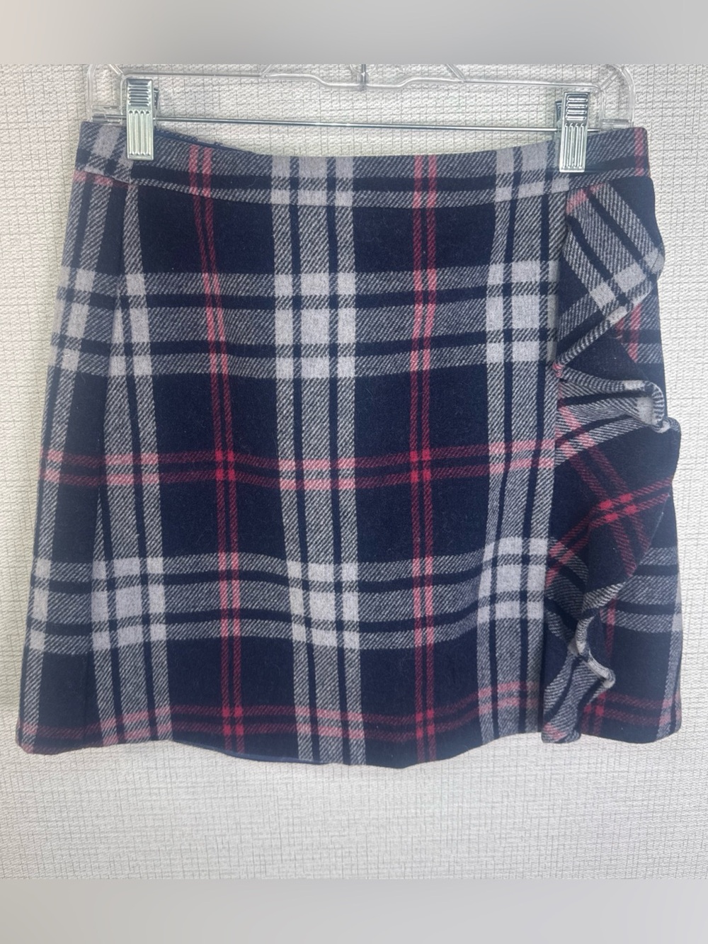 J. Crew Skirt Mercantile 4 Plaid Abrielle Ruffle Wool Mini Skirt Academia J6192